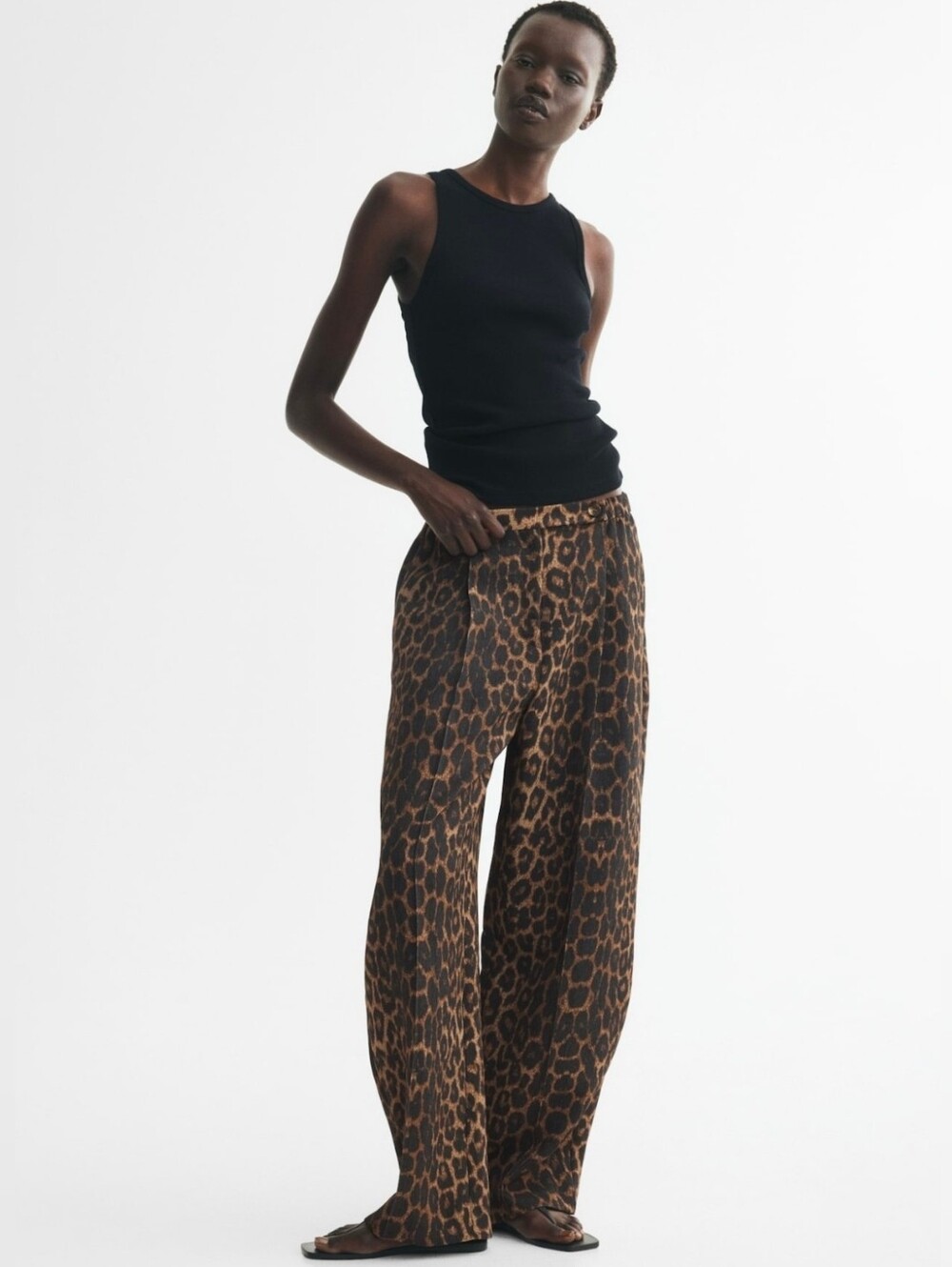 Kids Leopard Print Wide-Leg Pants - Brown/Black
